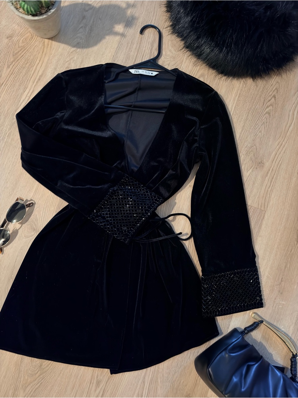 Zara Black Velvet Mini Dress